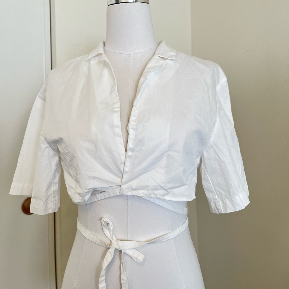 Zara cropped shirt with lace up strings